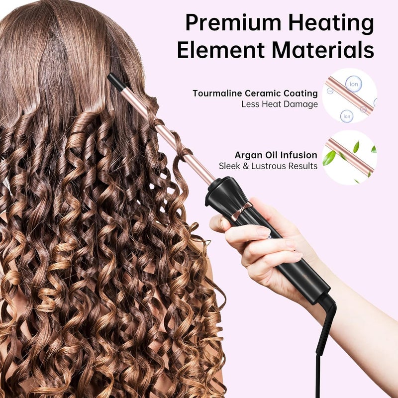 AIMSEE مكواة تجعيد صغيرة بقطر 3/8 بوصة مع 9 درجات حرارة، مكواة شعر مصغرة 9 مم مع شاشة LCD، تسخين سريع وتصميم مضاد للحروق، مناسبة للشعر القصير/الطويل - Image 5